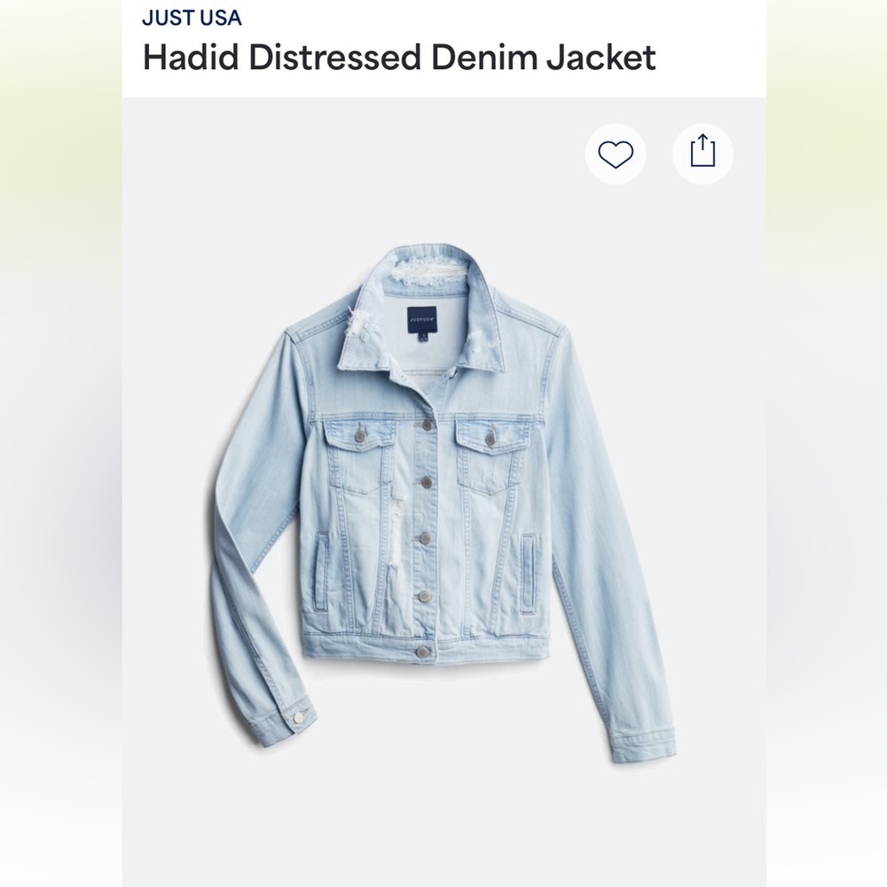 JUST USA Hadid Blue Distressed Denim Jacket - Picture 9 of 10
